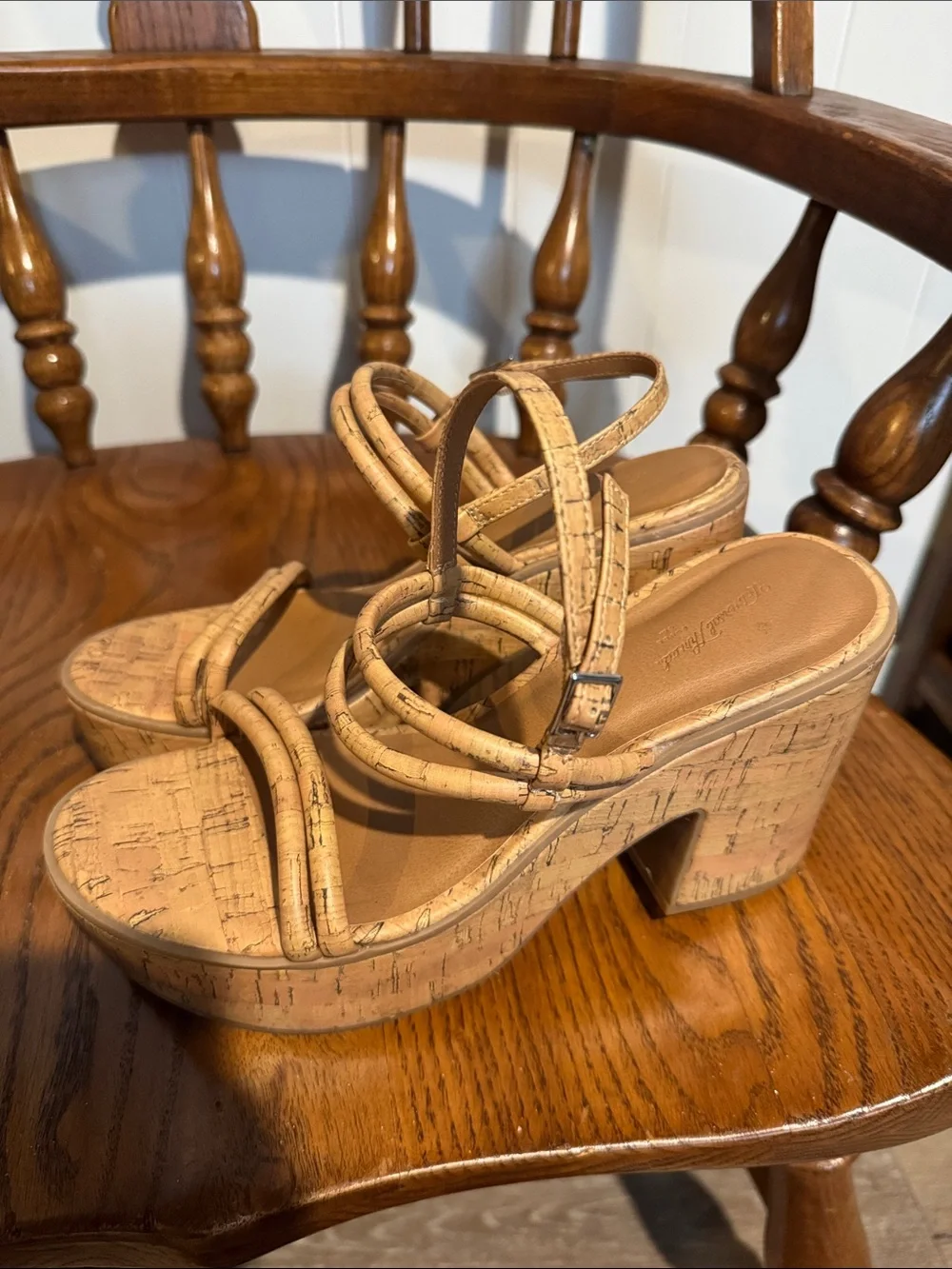 Universal Thread Cork-Style Strappy Platform Sandals in Tan